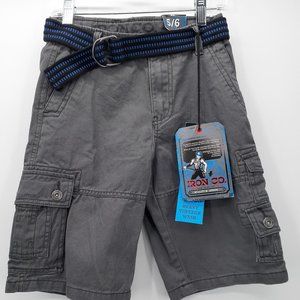 NWT Iron Co. Belted Cargo Gray Stretch Shorts
